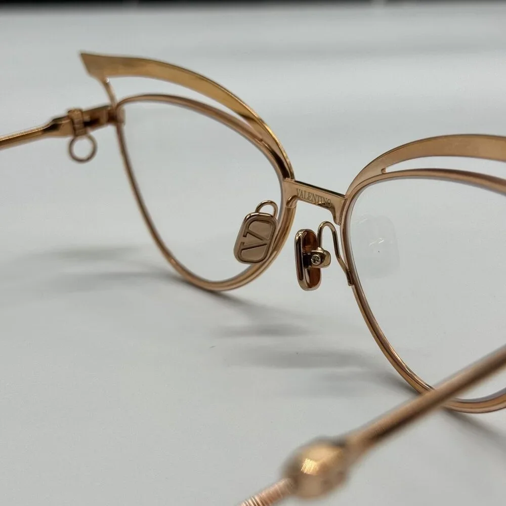 NEW VALENTINO GLASSLINER VLX-118F CAT EYE GOLD EYEGLASSES